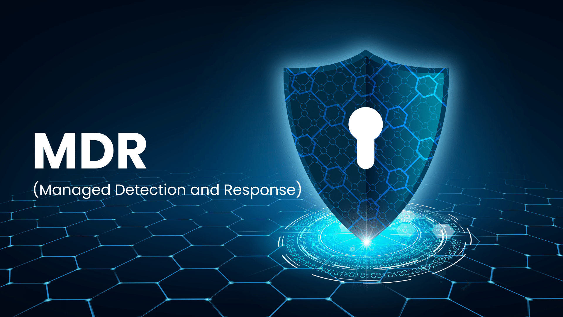 Visuel MDR (Managed Detection and Response) avec un bouclier de cybersécurité