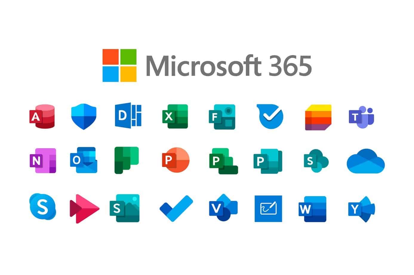 Logo Microsoft 365 et icônes de ses applications